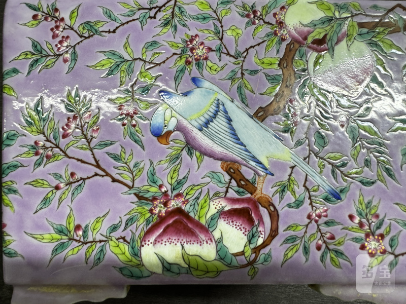 清 粉彩花鸟四方花盆一对 - 图19